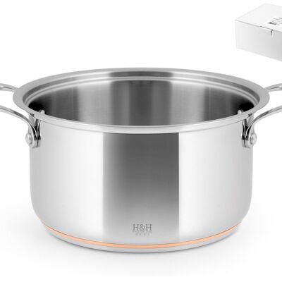 High casserole stainless steel copper wire 2 handles 18 cm, 9,5h