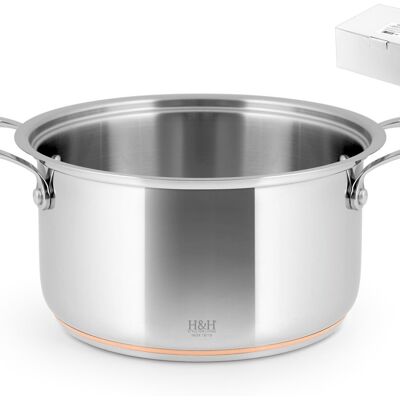 High casserole stainless steel copper wire 2 handles 20 cm, 10,5h