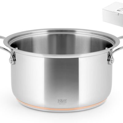 High casserole stainless steel copper wire 2 handles 22 cm, 11h
