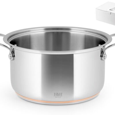 Casseruola Alta inox Filo Rame 2 manici 22 cm, 11h
