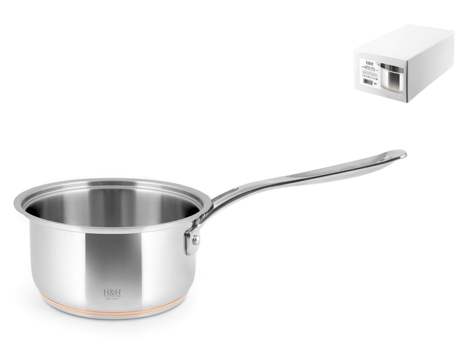 Cacerola de acero inoxidable Alambre de cobre 1 Mango 14 cm, 7,5 h