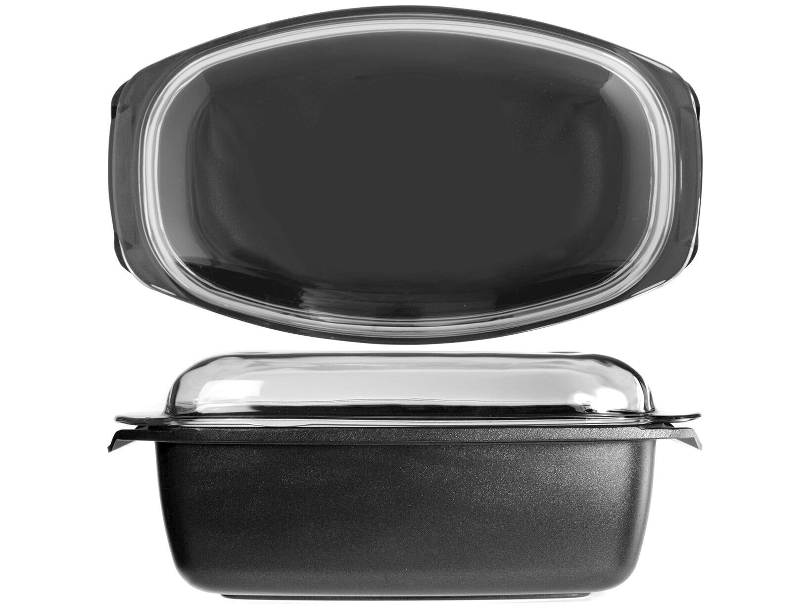 Casseruola rettangolare Delizia Executive Chef in alluminio pressofuso con rivestimento antiaderente e con coperchio in vetro cm 48x25. Garanzia di 2 anni