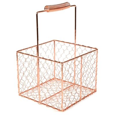 Square Copper Wire Basket with Handle 20 cm