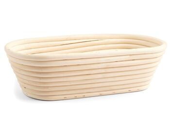 Panier à pain ovale 39x15 cm En rotin, matière naturelle. Grâce à sa porosité, il garde la chaleur et permet à la pâte de respirer pendant la phase de levée, empêchant la partie externe de durcir. 2