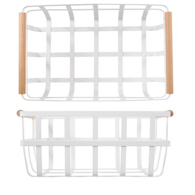 White metal basket 22.5x36x16 cm