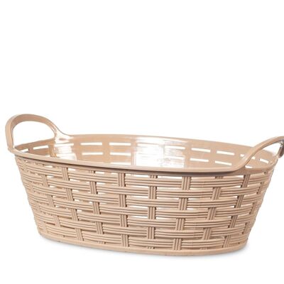 Beige polypropylene oval basket cm 24