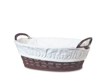 Panier ovale en polypropylène marron avec tissu blanc cm 24 1