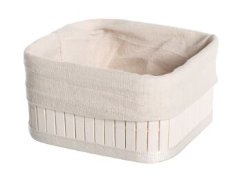 Panier de rangement en bambou en bambou blanc avec tissu intérieur amovible et lavable cm 15x15x8 h 1