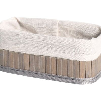 Panier de rangement en bambou en bambou gris avec tissu intérieur amovible et lavable cm 20x10x8 h