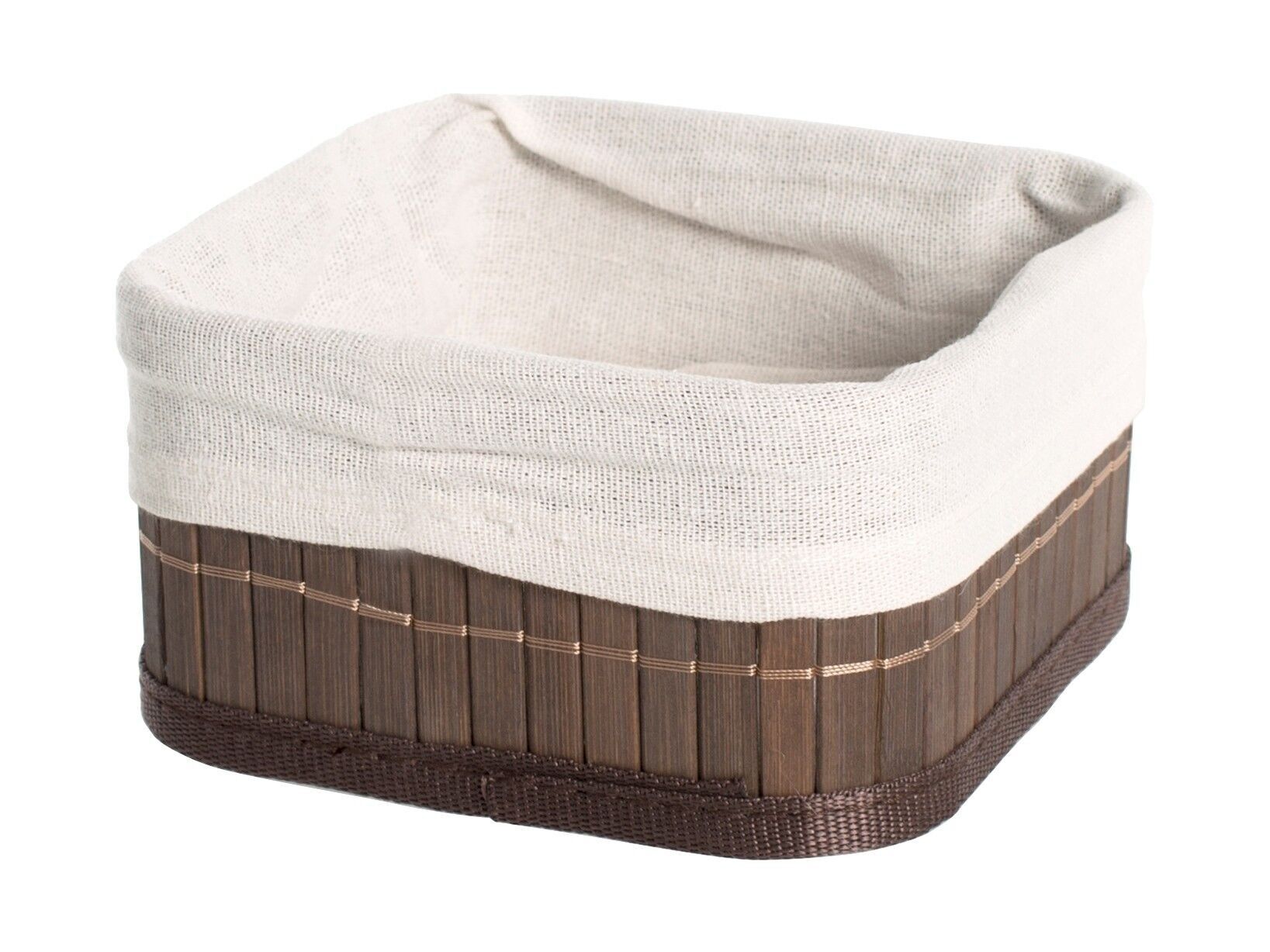 Cestino portatutto Bamboo in bambù colore marrone con tessuto interno lavabile estraibile cm 15x15x8 h