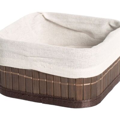 Bamboo storage basket in brown bamboo with removable washable inner fabric cm 15x15x8 h