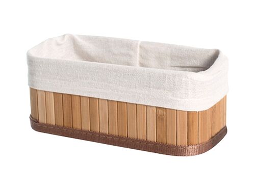 Cestino portatutto Bamboo in bambù colore naturale con tessuto interno lavabile estraibile cm 20x10x8 h