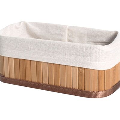 Bamboo storage basket in natural color bamboo with removable washable inner fabric cm 20x10x8 h