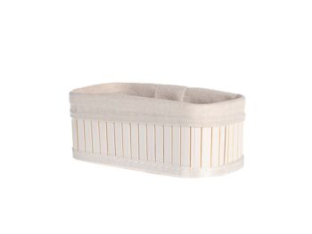 Panier de rangement en bambou blanc avec housse en coton amovible et lavable 20x10x8 cm 2
