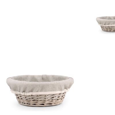 Round bread basket in wicker and gray fabric cm 23x9 h
