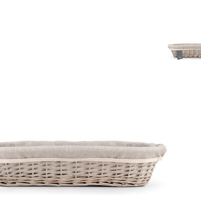 Oval breadstick basket in wicker and gray fabric cm 43x18x10 h