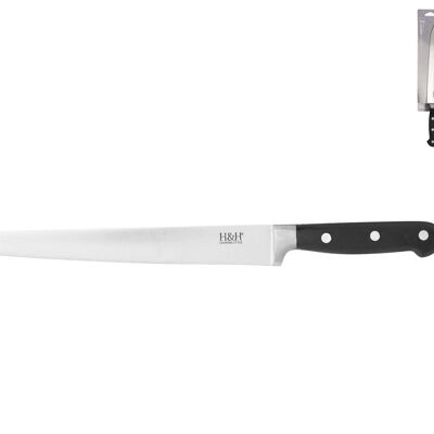 Professional roast knife, stainless steel blade, black ABS riveted handle 23 cm.