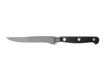 Couteau à steak professionnel, lame inox, pointe crantée, manche riveté en ABS noir 12 cm. 3