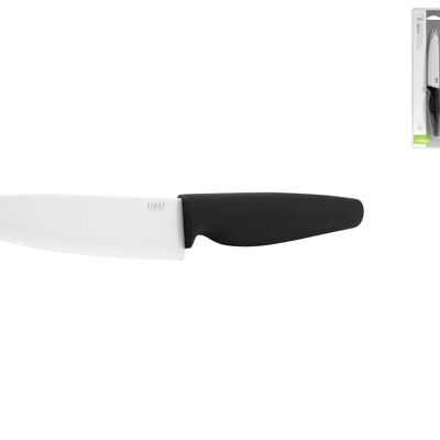 Couteau de cuisine avec lame en céramique blanche et manche noir antidérapant 12,5 cm