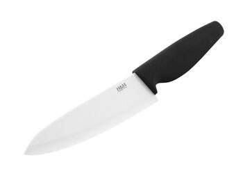 Couteau de cuisine avec lame en céramique blanche et manche noir antidérapant 18 cm 6