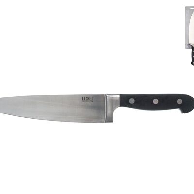 Cuchillo profesional de cocina, hoja de acero inoxidable, mango remachado en ABS de 20 cm.