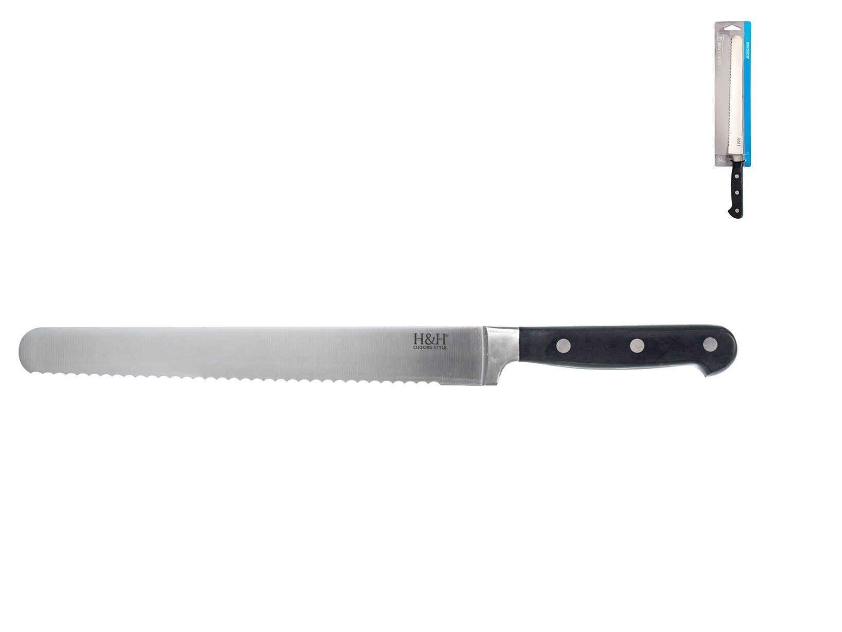 Coltello pane Professional , lama in acciaio inox, manico rivettato in ABS cm 24.