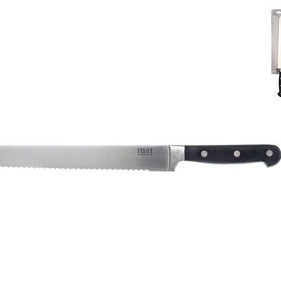 Couteau à pain professionnel, lame inox, manche ABS riveté 24 cm.