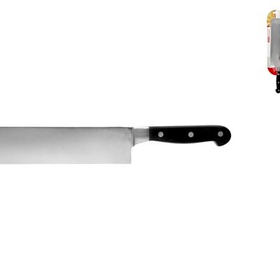 Cuchillo para pasta profesional, hoja de acero inoxidable, mango remachado de ABS negro.