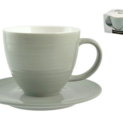 Colis 2 Tasses Jumbo avec Assiette New Bone China Green Good Morning 350 cc Composé de : 2 Tasses Jumbo 13x8,5x10 cm 0,300kg, 2 Soucoupes 16x2x16 cm 0,200 kg