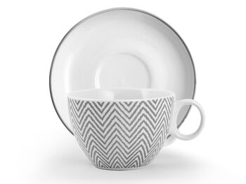 Lot de 2 Gobelets Jumbo en Porcelaine Ti sue décoration avec Assiette 440cc 3