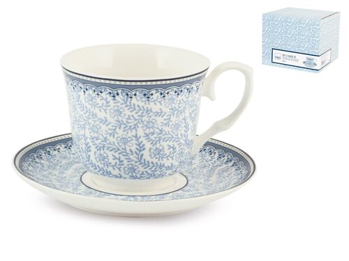 Confezione 2 tazze tè porcellana Blue Dream con Piatto. Composta da: 2 tazze tè 12x7,5x9 cm 0,190 kg 260 cc; 2 Piattini 15x2x15 cm 0,175 kg