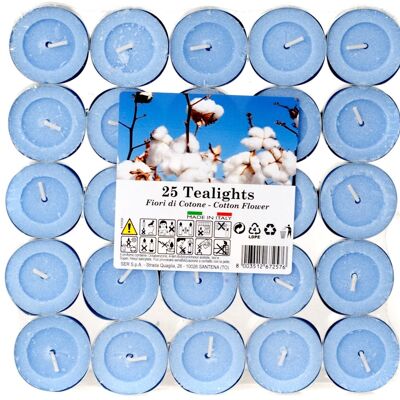 Pack de 25 Velas Tealight Emotion Flores de Algodón Perfumadas -22484