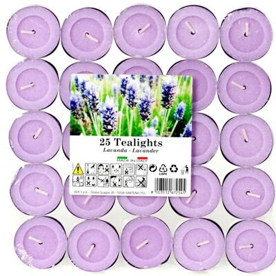 Packung mit 25 Teelichtkerzen Emotion Duft Lavendel -21937