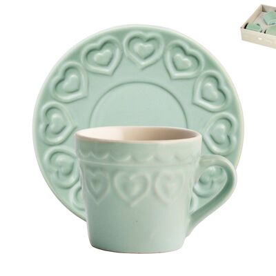 Pack of 4 Soneware Fairy Love aquamarine coffee with plate