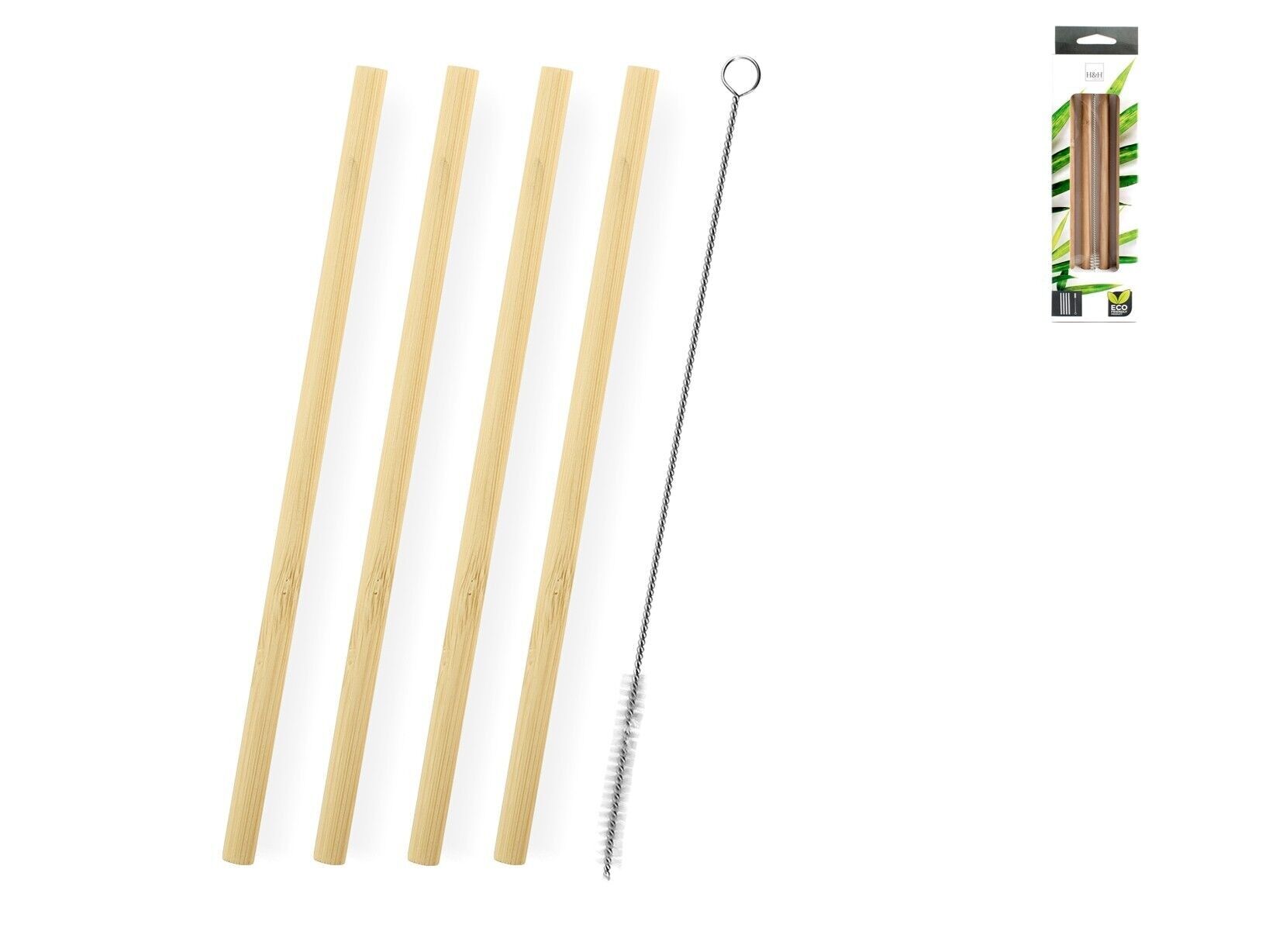 Confezione 4 Cannucce in Bambù più scovolino.Naturali e 100% biodegradabili.Lavabili e riutilizzabili:é sufficiente un risciacquo a mano con acqua e sapone neutro.
