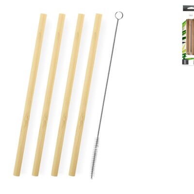 Pack of 4 Bamboo Straws plus bottle brush.Natural and 100% biodegradable.Washable and reusable: a hand rinse with water and neutral soap is sufficient.