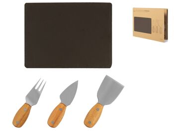 Pack de 4 fromages avec planche à découper en ardoise 24x18 cm dans un emballage cadeau 5