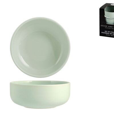 Pack de 4 platos hondos Sea Foam de porcelana verde agua cm 18