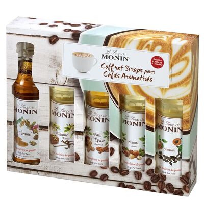 Caja regalo de café MONIN para bebidas calientes y cócteles - Sabores naturales - 5x5cl