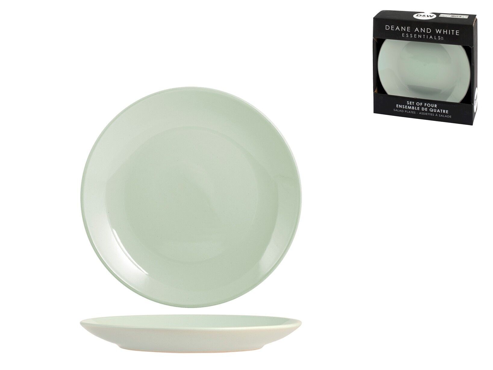 Confezione 4 Piatti frutta Sea Foam in porcellana colore verde acqua cm 19