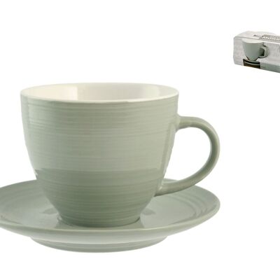 Package 4 Tea Cups with Plate New Bone China Green Good Morning 270 cc Consisting of: 4 Tea Cups 11.5x7.5x9 cm 0.190 kg, 4 Saucers 14x2x14 cm 0.150 kg