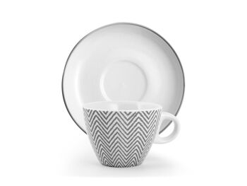 Coffret de 4 tasses à thé en porcelaine décor Ti sue avec assiette 200cc 6
