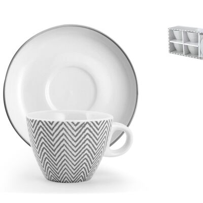 Coffret de 4 tasses à thé en porcelaine décor Ti sue avec assiette 200cc