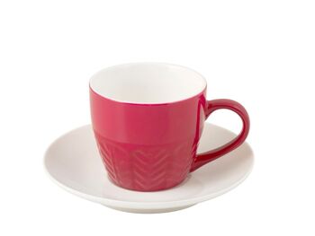 Lot de 6 Caffe New Bone China avec Assiette Fuchsia 130 Cc 6