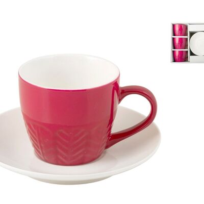 Confezione 6 Caffe New Bone China con Piatto Fucmia 130 Cc