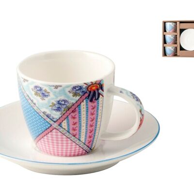 Lot de 6 Caffe New Bone China avec Plaque Patchwork