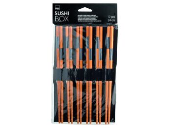 Pack de 6 paires de bâtonnets Sushi Box en bambou naturel 24 cm 6