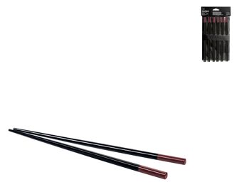 Pack de 6 paires de bâtonnets Sushi Box en bambou noir 24 cm 5