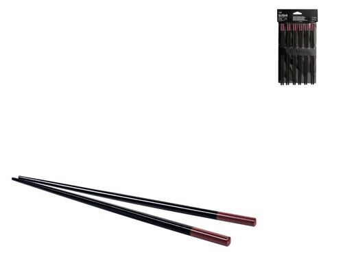 Confezione 6 paia bastoncini Sushi Box in bambu' nero cm 24