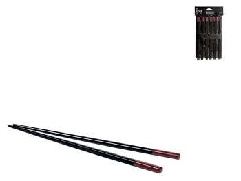 Pack de 6 paires de bâtonnets Sushi Box en bambou noir 24 cm 1